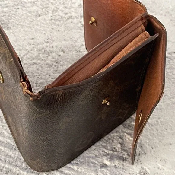 Vintage Louis Vuitton Wallet Card Holder Brown leather Made in France Authentic - Picture 7 of 11